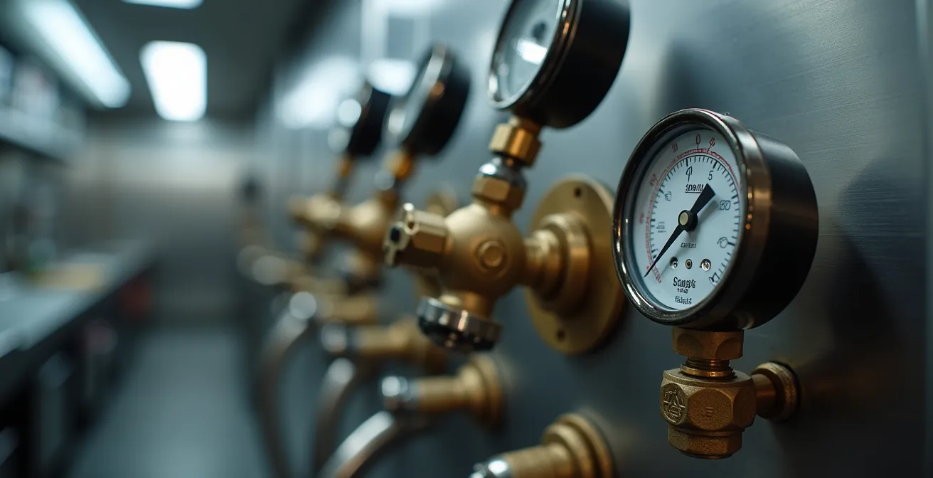 Gros plan sur les connexions gaz et électriques professionnelles d'un camion snack